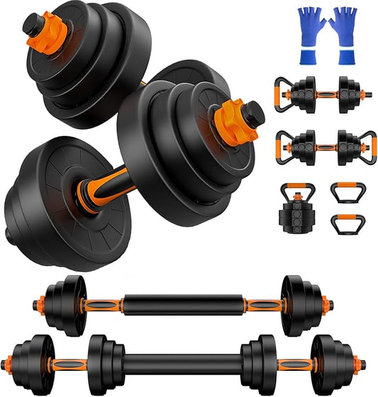 44LB Adjustable Dumbbelsll Set of 2 4 in 1, Barbell