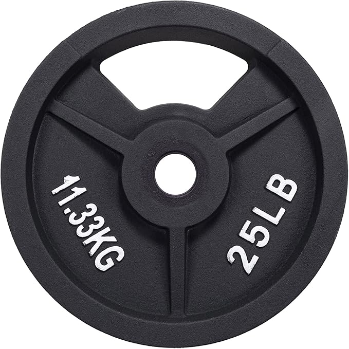 Signature Fitness Cast Iron Plate Weight Plate for Strength Training and Weightlifting, Olympic or Standard