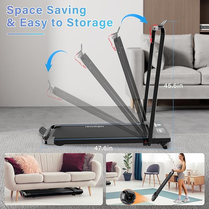 Treadmill with Incline, Walking Pad Foldable Treadmills for Home with 2.5HP, Speed 6.2-7.6MPH Walking Pad with Handle Bar, Remote Control and LED Display