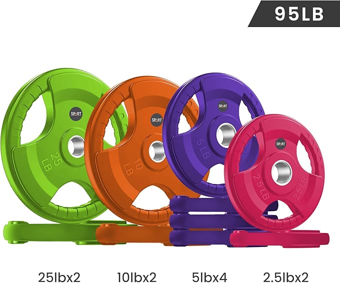SPART 2-Inch Color Rubber Coated Olympic Grip Plate 2.5LB/5LB/10LB/25LB/35LB/45LB, Two