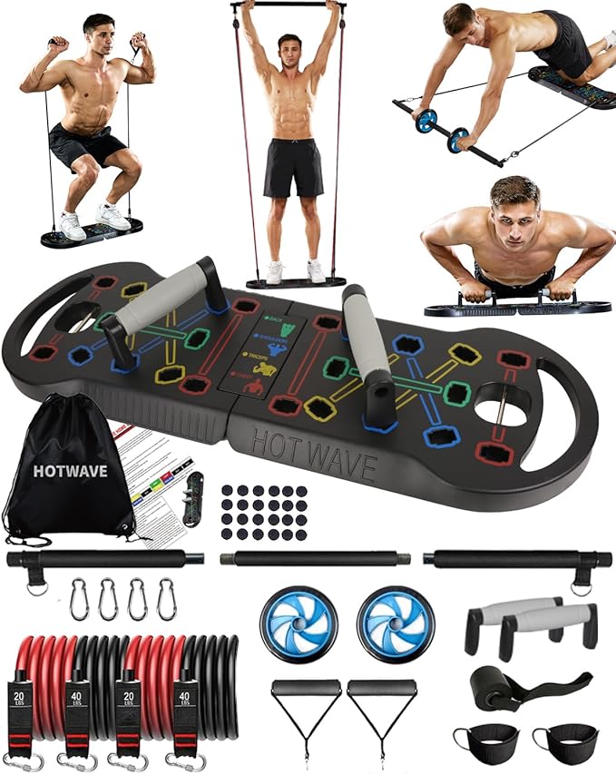 HOTWAVE Portable Exercise Equipment with 16 Gym Accessories.20 1 Push