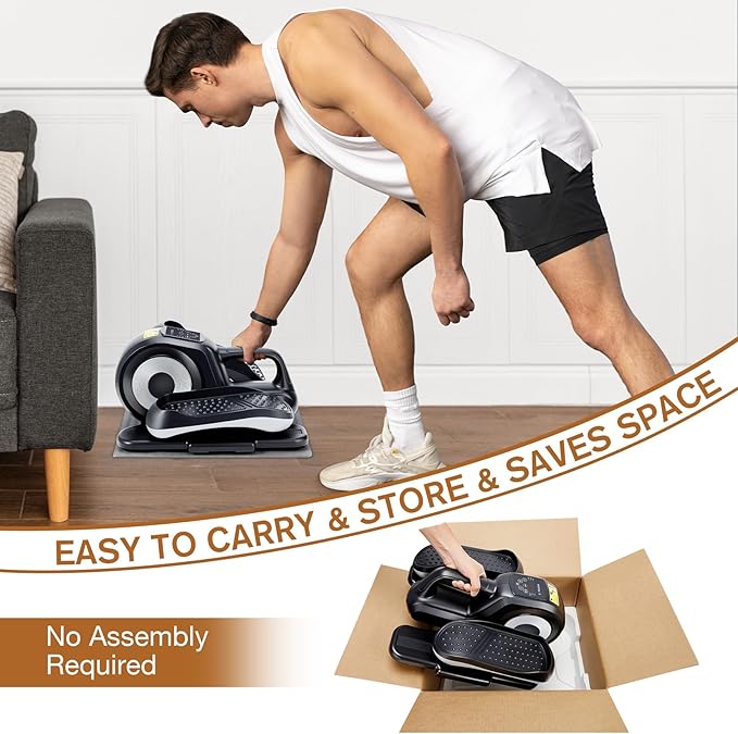 Under Desk Elliptical Machine Leg Exerciser Seated Machine Elliptical Trainer for Seniors Adults with Massage Pedal/Display Monitor/Remote Control Home Office Use