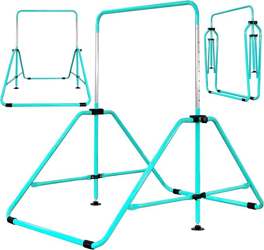 Upgrade Foldable Gymnastic Bar with Mat for Kids 3-12, 200 200 lbs