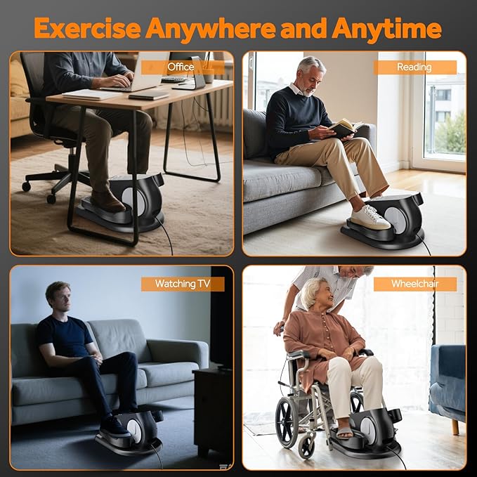Under Desk Elliptical Machine with Touch LED Monitor,12-Speed Electric Large Pedal Exerciser for Seniors,Leg Exerciser with Forward & Reverse Direction, Manual & Auto Mode for Home Office