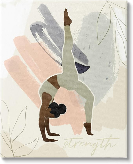Stupell Industries Strength Abstract Leaf Simple Yoga Fitness Person