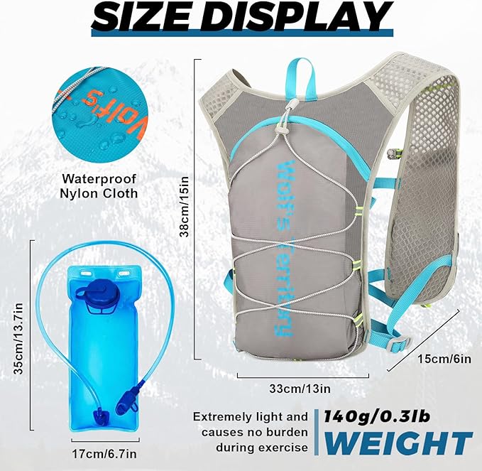 Running Hydration Vest Backpack, Lightweight Water Backpack with 2*2L Leakproof Hydration Bladder+2*Wrist Brace+1*Head Band, Hydration Backpack Running Vest for Hiking Biking Running for Women Men