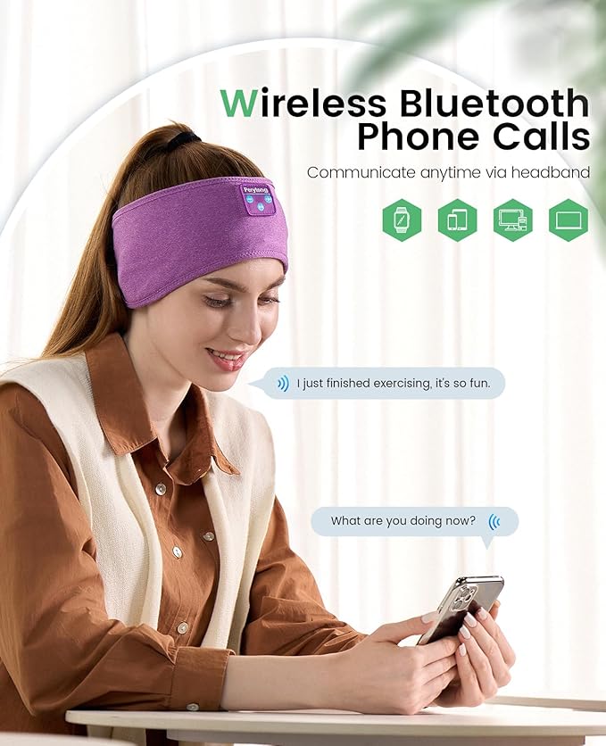 Perytong Sleep Headphones Bluetooth Headband, Headband Headphones Over On Ear Bluetooth 5.4 Sleeping Earbuds Earphones, Wireless Sleeping for Side Sleepers Men Women Boys Girls