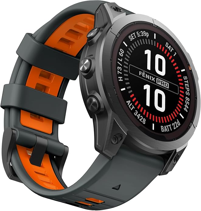 OVERSTEP Compatible with Fenix 7X Bands, 26mm Width Soft Silicone Replacement Strap for Fenix 7X Pro/Fenix 6X/ Fenix 5X/ Fenix 3 Smartwatch