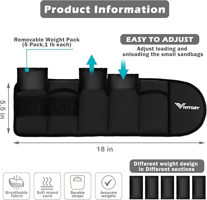 Vivitory Adjustable Ankle Weights for Women & Men 2 to 10 Lbs,