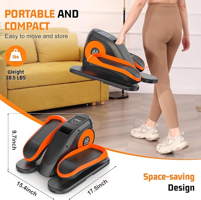 ANCHEER Under Desk Elliptical Machine, Electric Ellipse Leg Exerciser for Seniors with Remote Control, Quiet & Compact Pedal Exerciser, Manual & Auto Mode for Home and Office Use