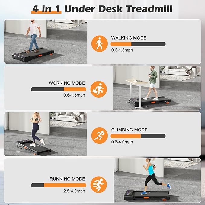 Walking Pad Treadmill with 9% 9-Level Auto Incline Compact Quiet Wide Under Desk Treadmill Incline Large LED Display Remote Control 300LB Capacity Wheel for Home Walking Running Jogging Machine