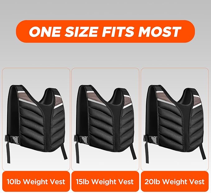 Weighted Vest for Men and Women with Reflective Stripes 10LB/15LB/20LB/13LB-22LB Adjustable Buckle Straps Weight Vests for Strength Training, Running, Fitness, Cardio, Weight Loss