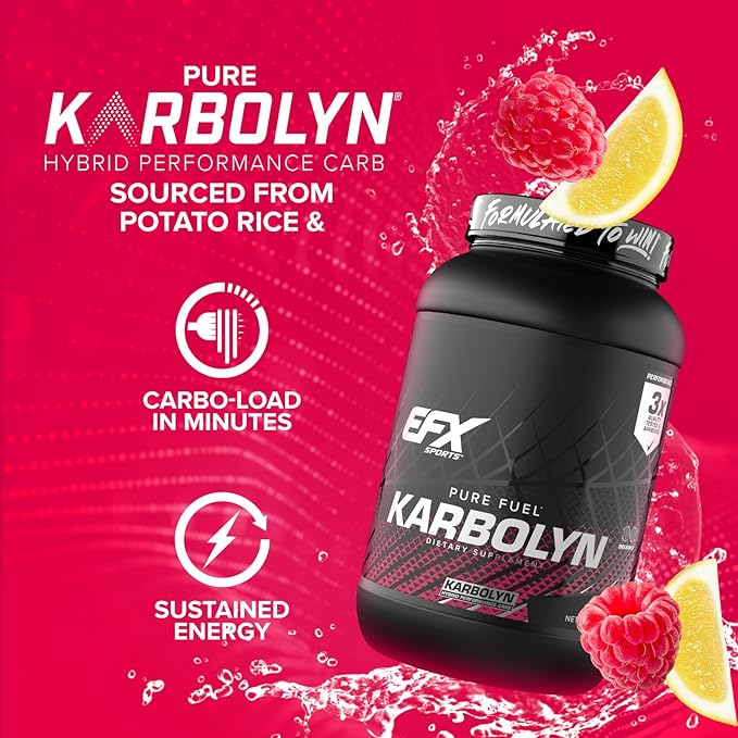 EFX Sports Karbolyn Fuel | Fast-Absorbing Carbohydrate Powder | Carb Load, Sustained Energy, Quick Recovery | Stimulant Free | 35 Servings (Raspberry Lemonade)