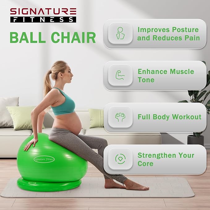 Anti-Burst and Slip Resistant Exercise Ball Yoga Ball 2,000-Pound Capacity,