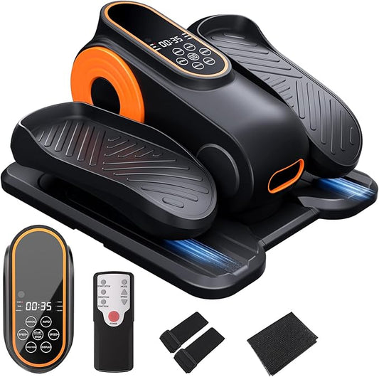Under Desk Elliptical Machine, Morelax Ellipse Leg Exerciser for Seniors Fully Assembled, Quiet & Portable Electric Seated Pedal Exerciser with Remote Control & 12 Adjustable Speeds