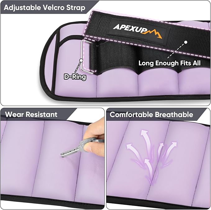 APEXUP 10lbs/Pair Adjustable Ankle Weights for Women and Men