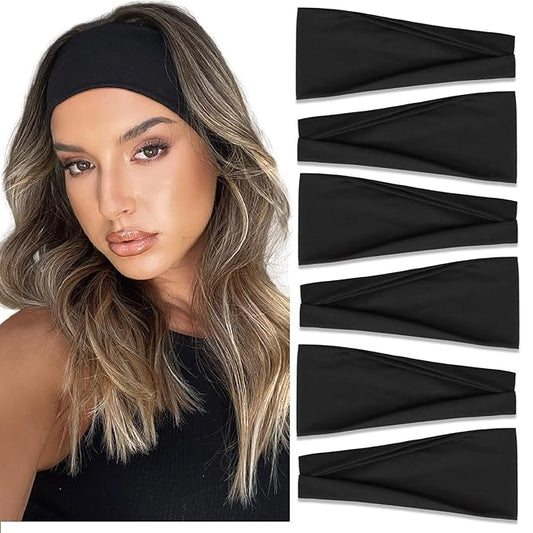 Black Headbands for Women Hair Bands for Women’s Hair Non Slip Women Thick Headband Stretchy Sweat Bands Headbands for Yoga Workout Every Day Basic Fashion Accessories