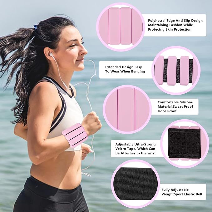 Wrist Ankle weights Set of 2 2lb Silicone