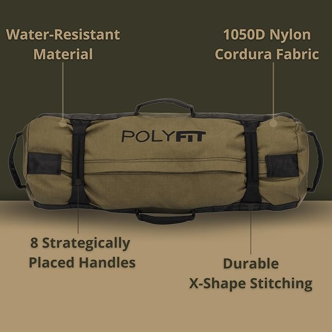 Polyfit Classic Sandbag - Heavy Duty Workout Sandbag 8 Gripping