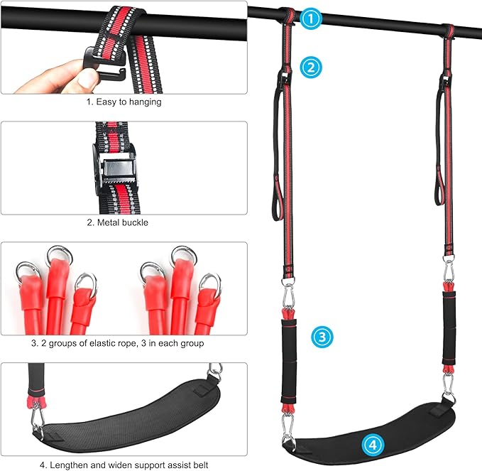 Pull Up Assistance Bands with Fabric Feet/Knee Rest