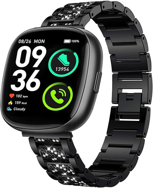 Compatible with Sanorum Smart Watches Band, 20mm, 22mm Women Jewelry Bling Diamond Metal Dressy Strap Adjustable Replacement Strap Accessories Sports Band for Men Women Compatible for HaSaKei G53, Compatible with Sanorum G53, G56