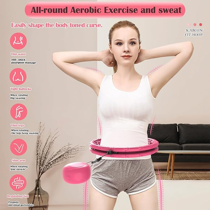 KABCON Infinity Weighted Exercise Hoop Plus Size Loss,65/62/60 Inch 2 in 1,with Weight