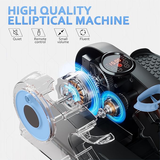 Under Desk Elliptical Machine, Ellipse Exerciser as Seen on TV for Seniors with Remote Control & 12 Adjustable Speeds, Elliptical Machine for Home