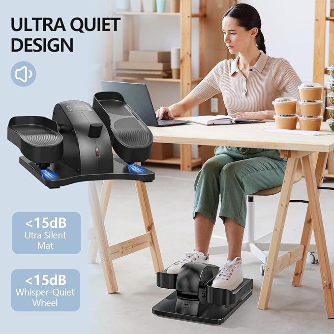 Elipse Leg Exerciser Electric as Seen on TV Under Desk Elliptical with 12 Adjustable Speed Quiet & Portable Peddler Exerciser for Seniors with Remote Control Leg Exerciser While Sitting for Seniors