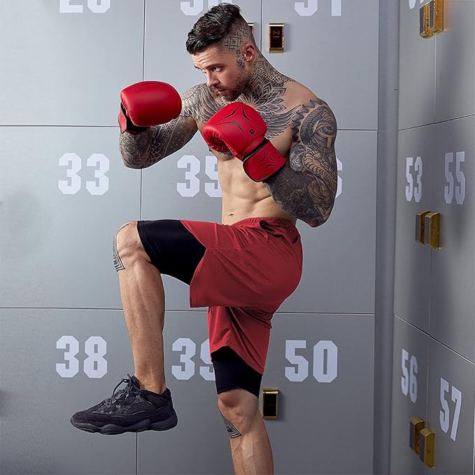 OEBLD Mens Athletic Shorts 2-in-1 Gym Workout Running 7'' Shorts with Towel Loop