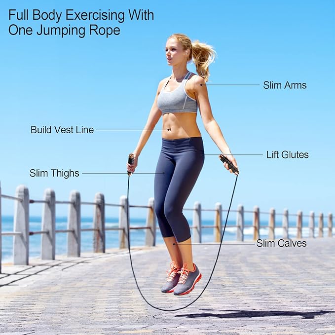 FITMYFAVO Jump Rope Cotton Adjustable Skipping Weighted jumprope