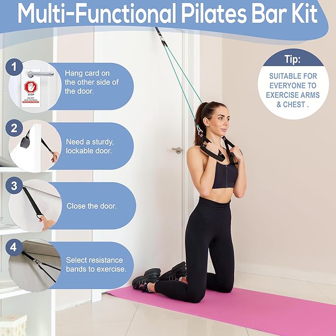 Upgraded Pilates Bar Kit – 39” Adjustable Exercise 6X 20, 20, 30, 30, 40 40 lbs