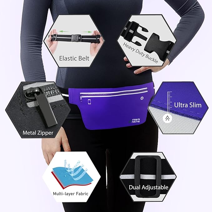 UltraSlim Fanny Waist Pack – Water Resistant Bag 24 to 43inch Waists, 6.7inch –