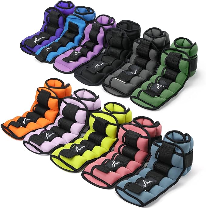 Sportneer Adjustable Ankle Weights 1 Pair 2 4 6 8 8 10 10 Lbs Jogging,1-5 lbs 1 Pair 2-10 lbs