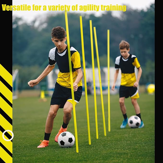 Lenwen 12 Pcs Soccer Training Poles Agility Poles