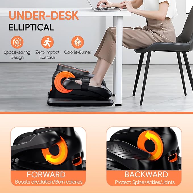 Under Desk Elliptical Machine, Morelax Ellipse Leg Exerciser for Seniors Fully Assembled, Quiet & Portable Electric Seated Pedal Exerciser with Remote Control & 12 Adjustable Speeds