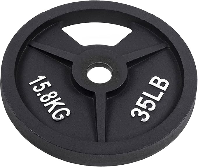 Signature Fitness Cast Iron Plate Weight Plate for Strength Training and Weightlifting, Olympic or Standard