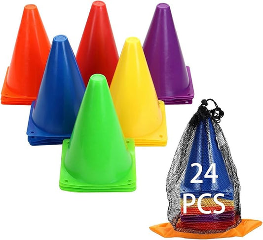 Training Plastic Traffic Cones Set - Indoor Outdoor (Multicolor,24 Pack,7 Pack,7 Inch)