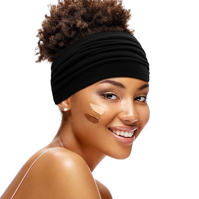 S&N Remille Wide Headbands for Women, Large Hairband, Elastic Non-Slip Headband Twist Knotted Accessories, Yoga Workout Vintage Hair 3 Pack (Colour-5)