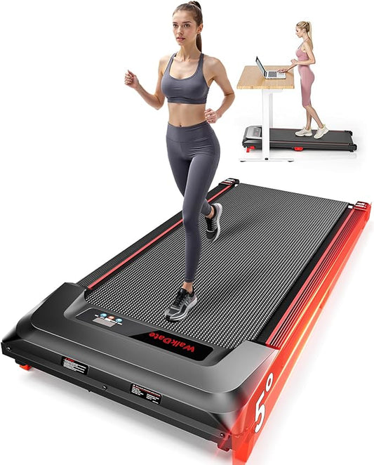 Walking Pad Treadmill, WalkDate Incline Walking Pad Under Desk Treadmills 330 Lbs Capacity, 2.5HP Low Noise Portable Running Machine for Home and Office, with LED Display, Remote Control