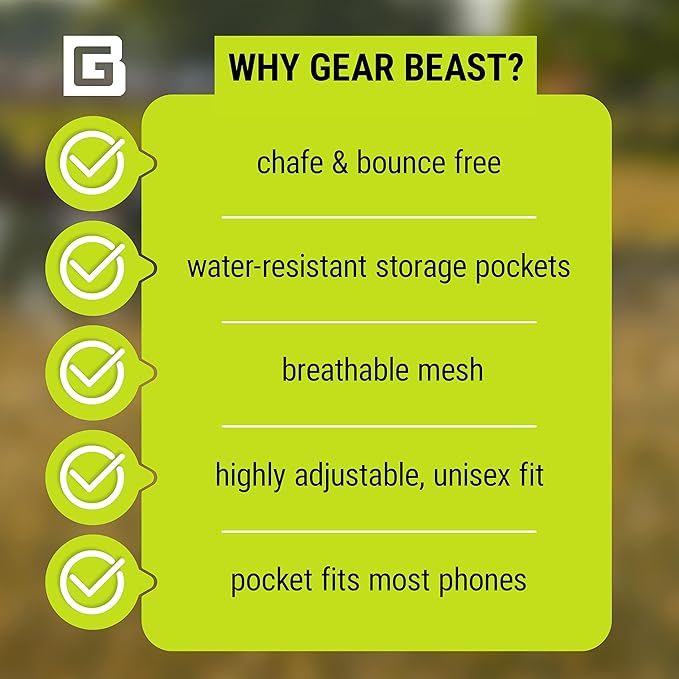 Gear Beast Running Backpack Unisex - Running Vest for Jogging, Hiking and Cycling - Compatible with Most Smartphones, Black