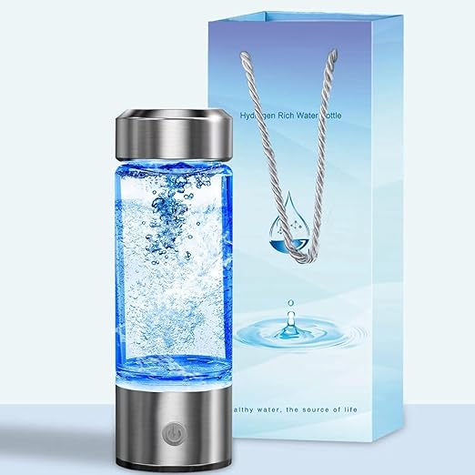 Hydrogen Water Bottle, Portable Hydrogen Water Ionizer Machine, Hydrogen Water Generator, Rechargeable Hydrogen Rich Water Glass Health Cup for Home Travel (Silver)