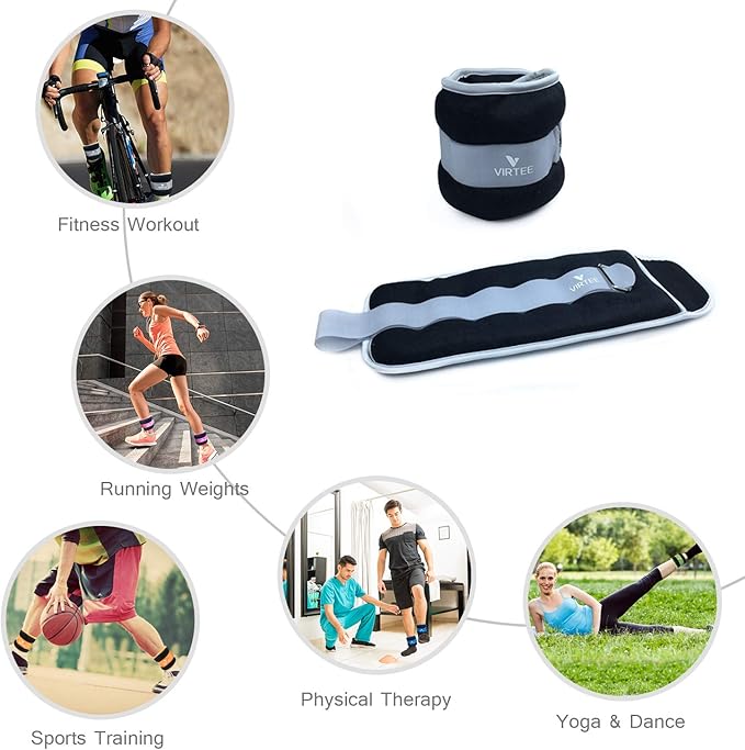Ankle/Wrist Weights for Women, Men, Kids - Arm Leg Weights Set with Adjustable Strap - Running, Jogging, Gymnastic, Physical Therapy, Fitness - Choice of 1 lb 2 lbs 3 lbs 4 lbs 6 lbs 8 lbs 10 lbs