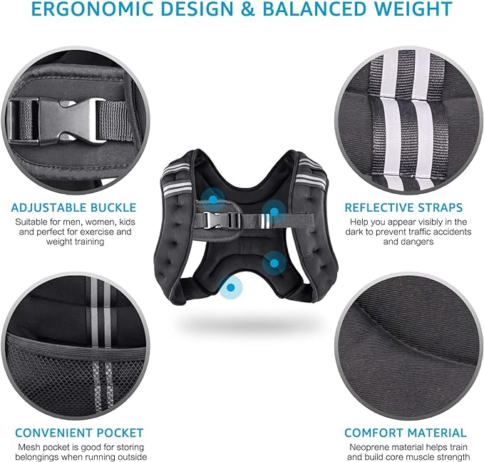 Weighted Vest Weight Vest for Men Women Kids Weights Included, Body Weight Vests Adjustable for Running, Training Workout, Jogging, Walking