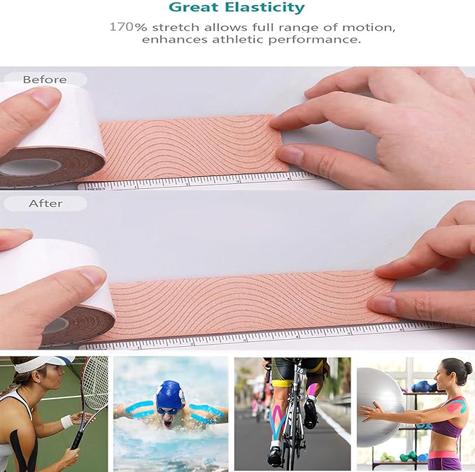 Kinesiology Tape Precut - 40Strips [10in x 2in]| Pro Elastic Athletic Tape, Cotton Waterproof Hypoallergenic Sports Tape for Joints Support & Muscle Pain Relief,Perfect for Any Activity(Blue,)