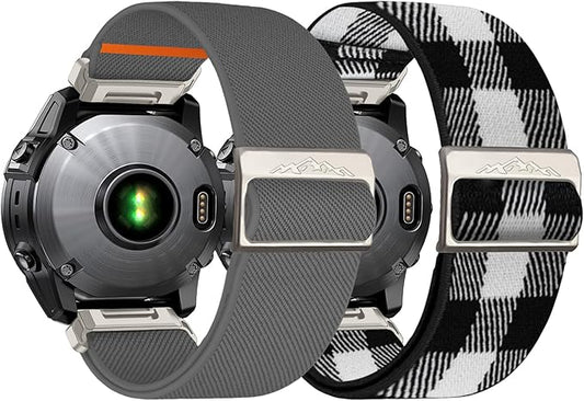 26mm Nylon Stretchy Band for Garmin Fenix 6x/5x/7x Band, Soft Adjustable Smartwatch Bands for Garmin Fenix 5X Plus, Fenix 6X Pro,Fenix 3,Fenix 3 HR, Descent MK1/Mk2/ Mk2S,Enduro/Enduro 2