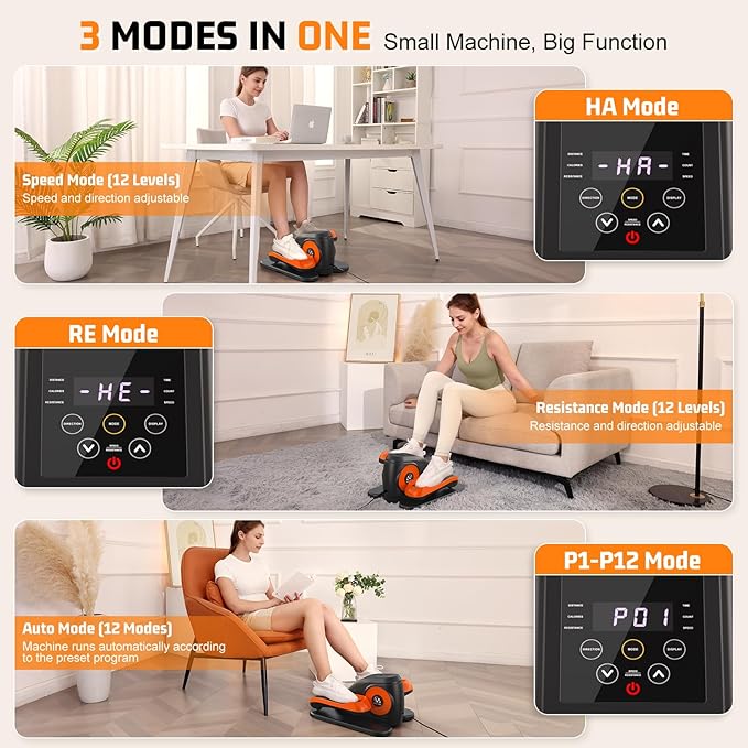 ANCHEER Under Desk Elliptical Machine, Electric Ellipse Leg Exerciser for Seniors with Remote Control, Quiet & Compact Pedal Exerciser, Manual & Auto Mode for Home and Office Use