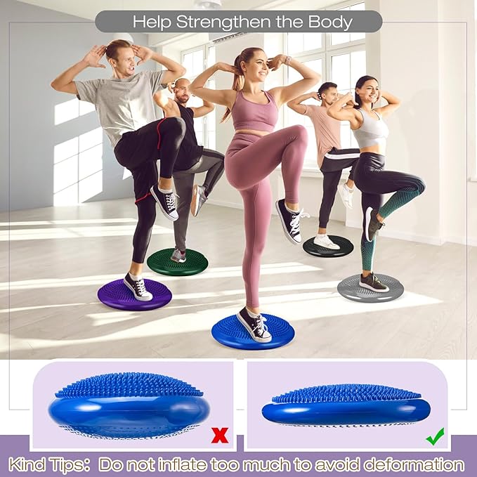 Amylove 6 Pcs Inflated Wobble Cushion Pump Wiggle Seat for Sensory Kids Flexible Seating Exercise Balance Disc Sensory Chair for Office School Home Equipment, Pump Included