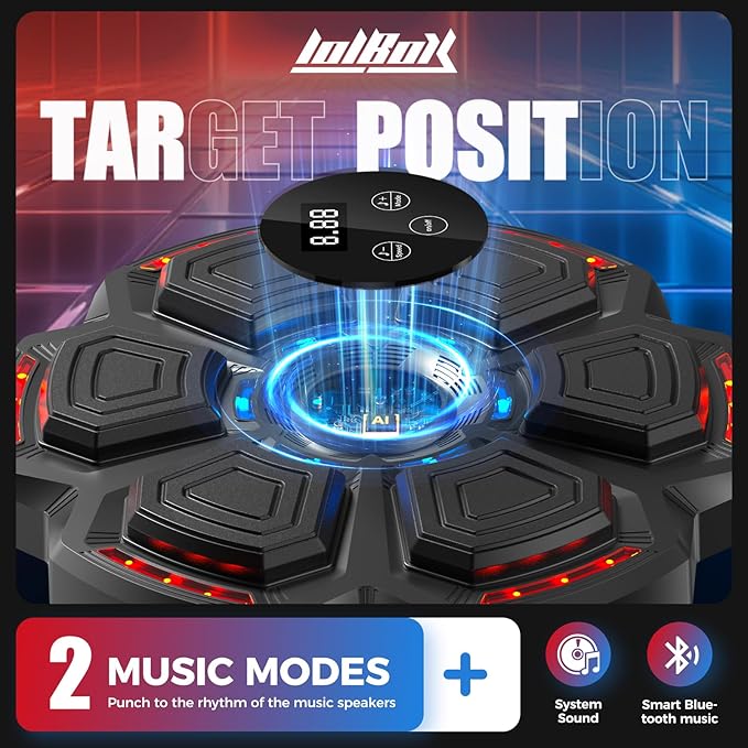 Music Boxing Machine for Adults,Bluetooth Smart Boxing Training Machine,Wall Target Punching Workout for Kids,Reflex Training Suitable for Home,Office,Gym,Fun Fitness Equipment