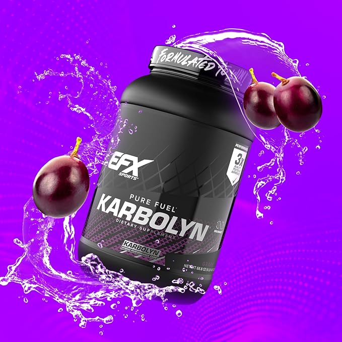 EFX Sports Karbolyn Fuel | Fast-Absorbing Carbohydrate Powder | Carb Load, Sustained Energy, Quick Recovery | Stimulant Free | 36 Servings (Grape)