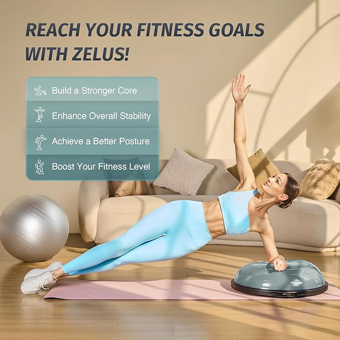 ZELUS 25in. Balance Ball 1500lb Inflatable 2 Bands,